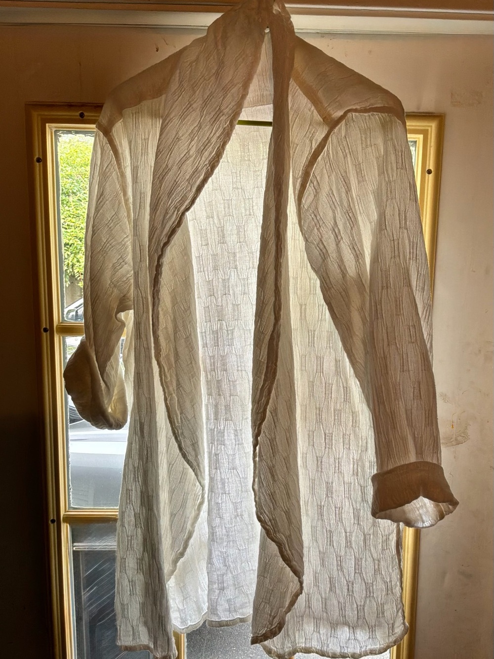 Lightweight Sheer Mid-Length Cardigan Duster - Cream